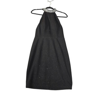 City‎ Triangles Womens Size 7 Dress Black Draped Rhinestone Halter New Years